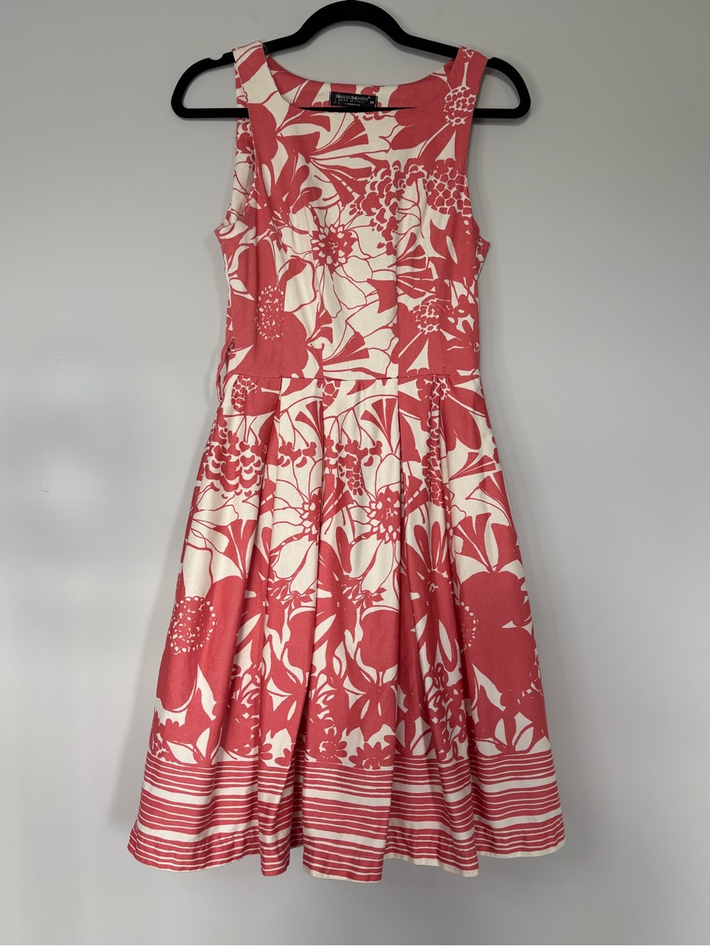 Rinascimento Made In 🇮🇹 Coral Pink Fit & Flare Dress Summer Vacation Floral
